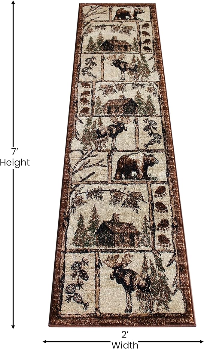 Cabin Style Area Rug Runner 2 Feet 2 Inch X 7 Feet 2 Inch Design L-362 - Image 2