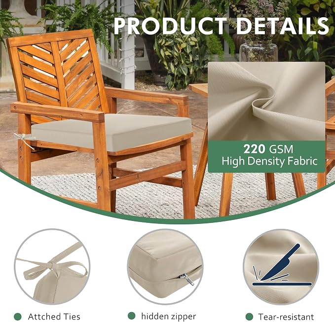 Outdoor Chair Cushions Set of 4: Waterproof & Fade Resistant Seat Cushion - Image 5