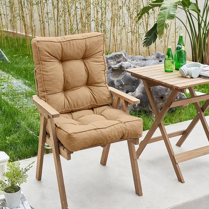 ARTPLAN Outdoor Seat Cushion, Square Thick Tufted Pure Chair Cushion - Image 2