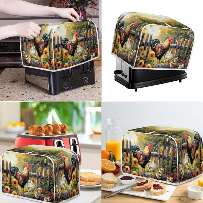 Rooster Blender Cover Toaster Cover 2 Slice Washable Dust Protection Sunflower - Image 2