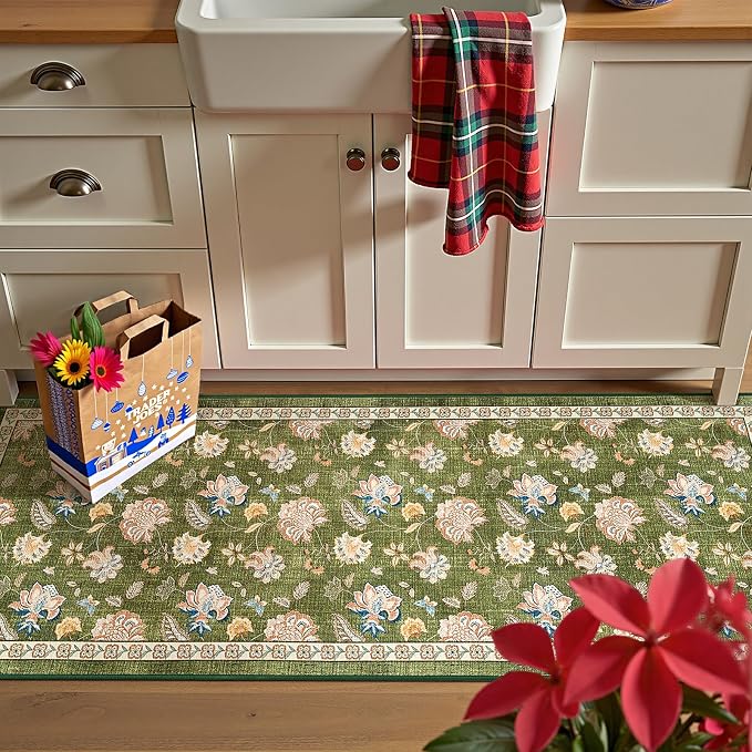 jinchan Elora 2x5 Floral Runner Rug - Image 2