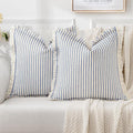 MIULEE Pack of 2 Royal Blue Pillow Covers 24x24 Inch Striped Farmhouse Couch by MIULEE