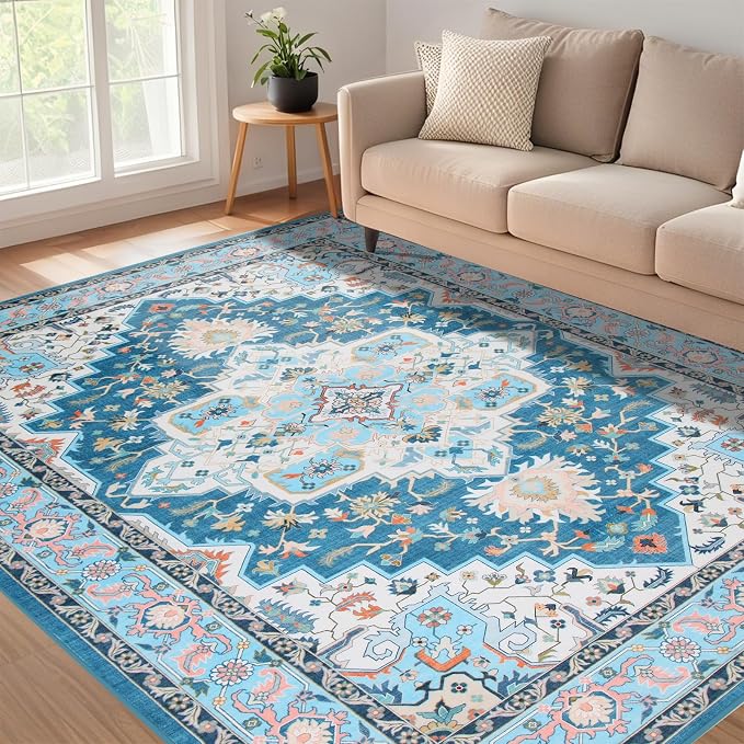 WILLSUN Washable Area Rugs, 6x9 Non-Slip Boho Large Area Rugs - Image 2
