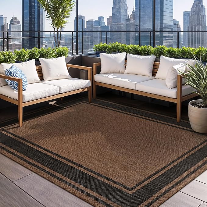 Beverly Rug Large Outdoor Rug 9x12 Modern Bordered Area Rugs - Image 5