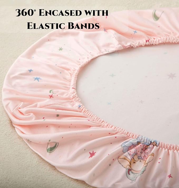 SDY Jersey Bassinet Sheets for Baby Girls, 32 "x 16 "x 4", 2 Pack, Super Soft - Image 5