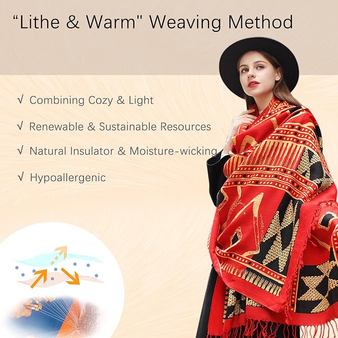 DANA XU 100% Merino Wool Pashmina Shawl - Image 5