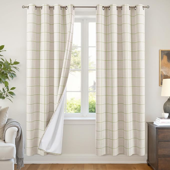 Sage Green Linen Blackout Curtains by Lajode
