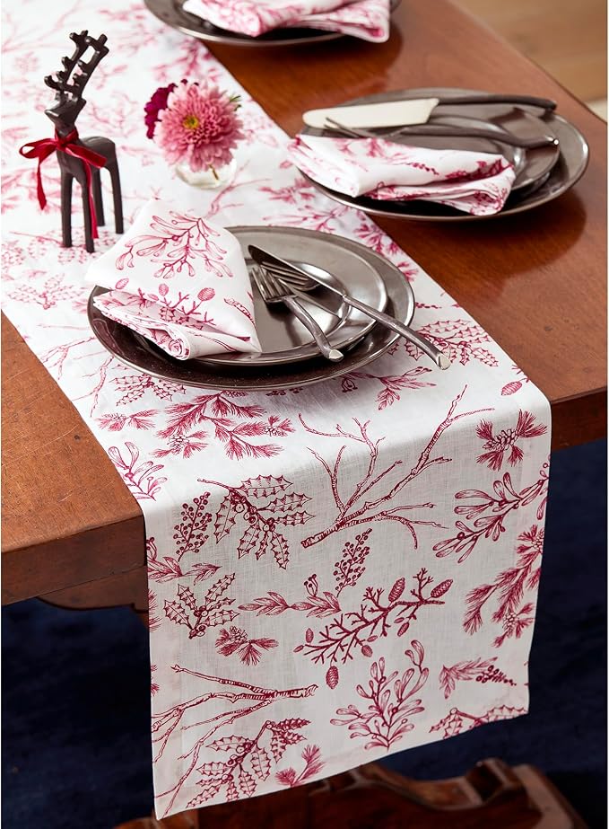 Solino Home 100% Pure Linen Christmas Table Runner 144 Inches Long - Image 8