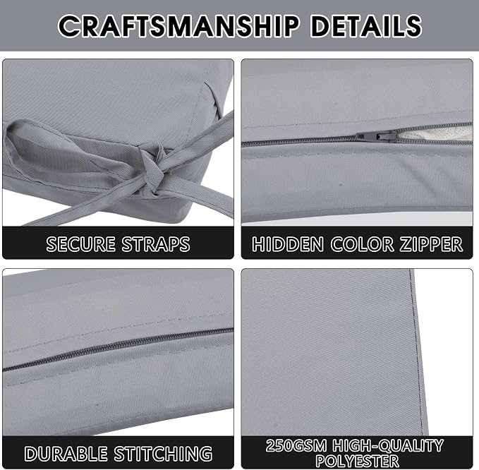 Outdoor Seat Cushion Set 22 x 22 In, Water-Resistant & Fade-Resistan, Patio - Image 6