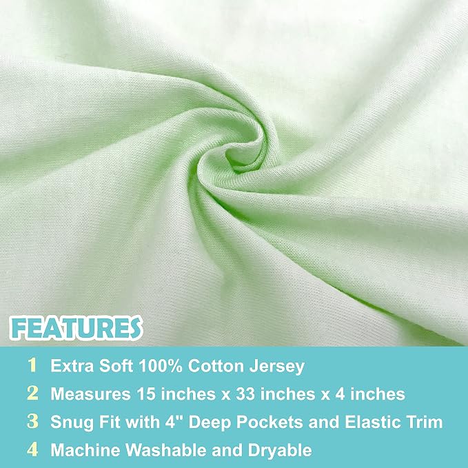 American Baby Company 15" x 33" Fitted Bassinet Sheet, 100% Natural Cotton - Image 3
