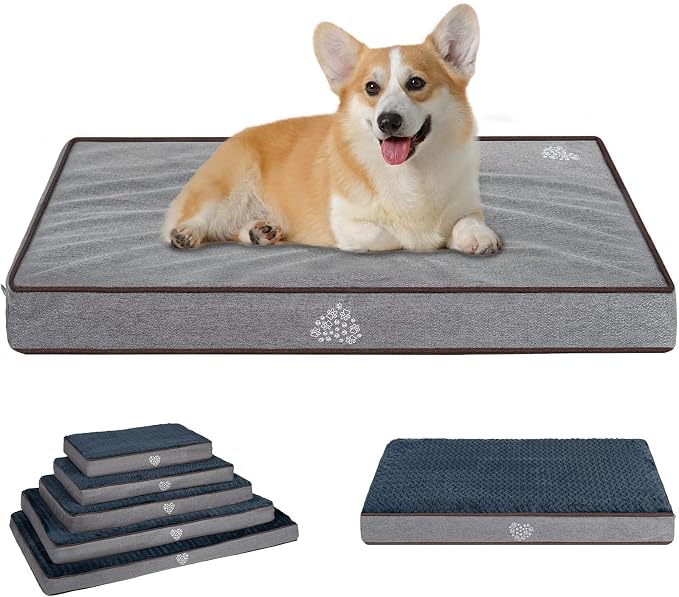 VANKEAN Dog Bed Soft Crate Pad Mat Reversible Warm& Cool, Washable Comfy Kennel by VANKEAN