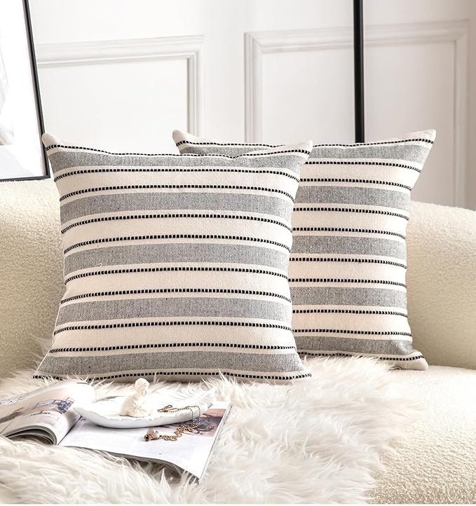 Decorative Boho Throw Pillow Covers, Farmhouse Textured Pillow Case, 20 x 20 by Cethom
