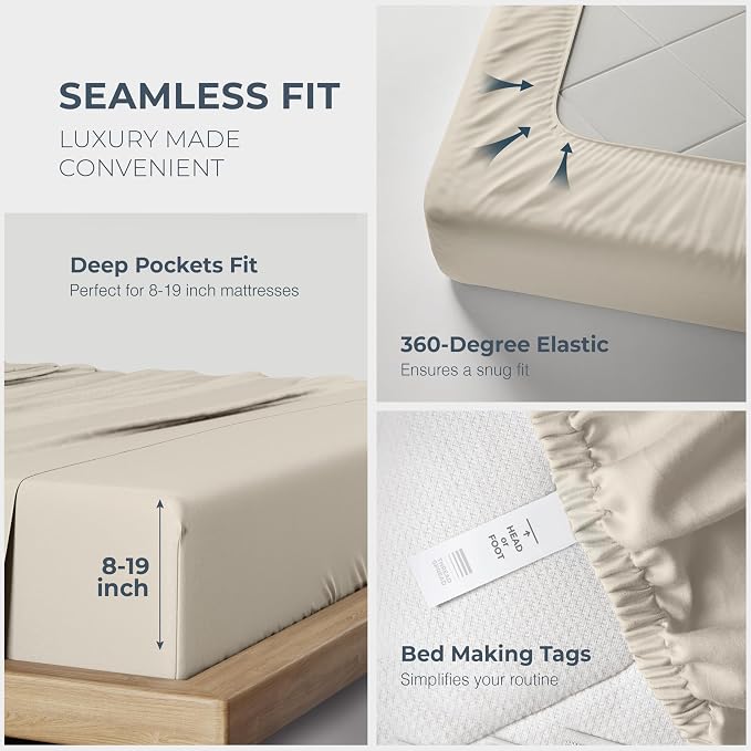 THREAD SPREAD 100% Egyptian Cotton King Size Sheets Set - Image 5