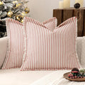 MIULEE Pack of 2 Christmas Red Pillow Covers 20x20 Inch Striped Farmhouse Couch by MIULEE