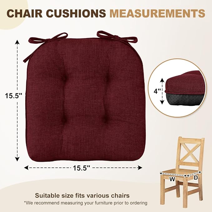downluxe Indoor Chair Cushions for Dining Chairs, Tufted Overstuffed Textured - Image 2