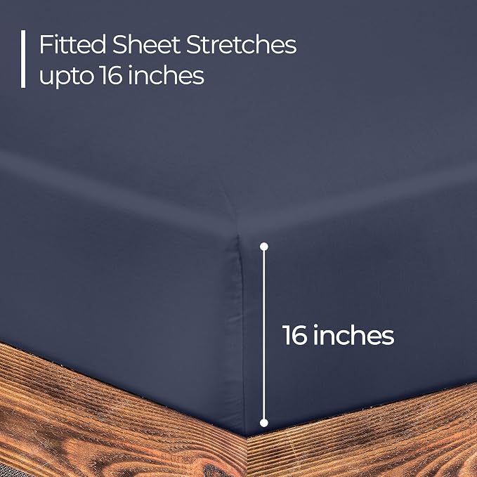 ROYALE LINENS 300 Thread Count 100% Long Staple Combed Cotton Fitted Sheet Queen - Image 2