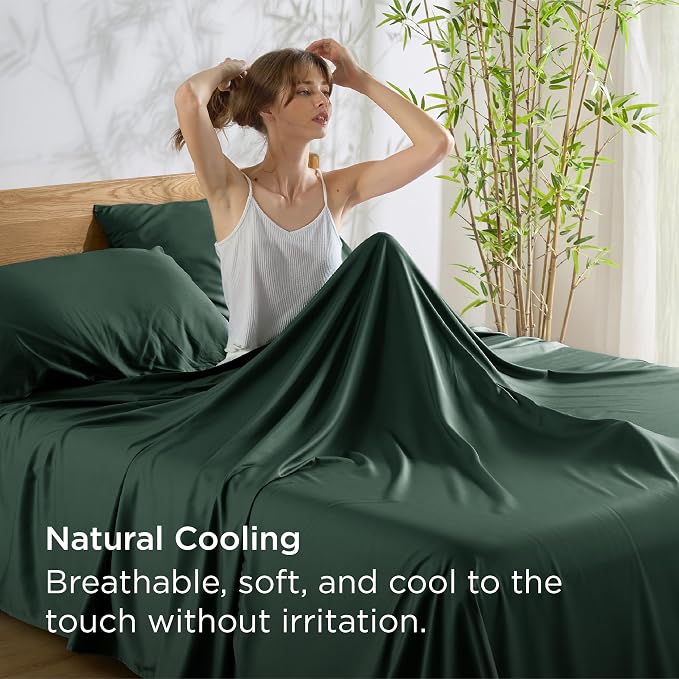 Bedsure Queen Sheet Set, Rayon Derived from Bamboo, Cooling Sheets, Breathable - Image 4