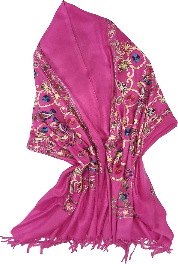 Urban CoCo Women's Embroidered Tassel Long Shawl Oversize Scarf Wraps - Image 2