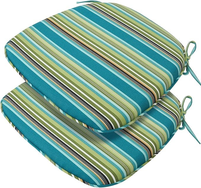 Outdoor Chair Cushions Set of 2, Patio Seat Cushion 17"x16"x2", U-Shaped Dining by FUNHOME