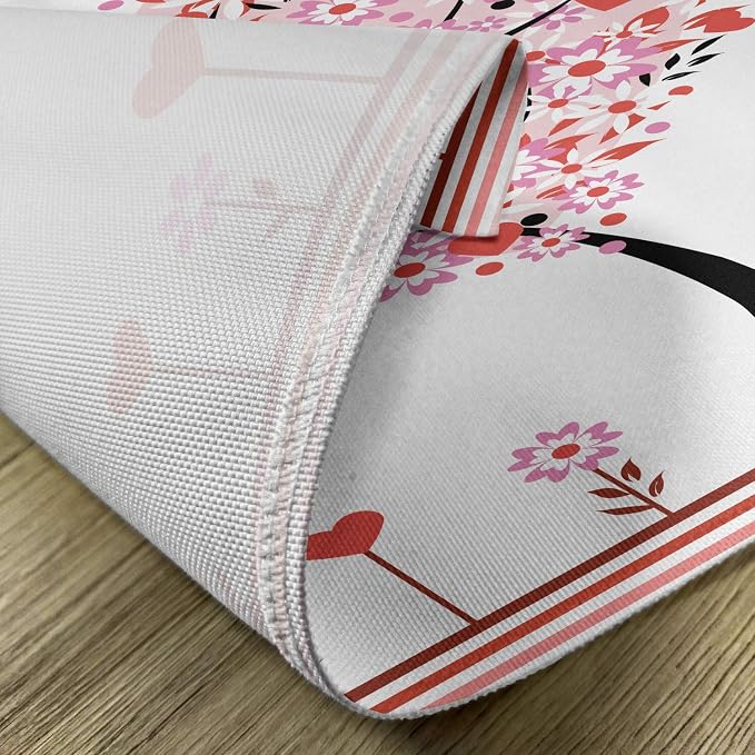 Ambesonne Valentine Place Mats Set of 4, Heart Shaped Tree Daisies Wildflowers - Image 5