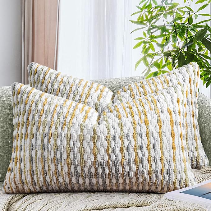AmHoo Set of 2 Boho Chenille Pillow Cover Decorative Tufted Pillowcase by AmHootextile