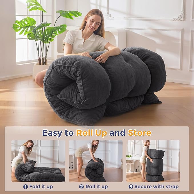 MAXYOYO Japanese Floor Mattress Queen Size, Thick Chenille Tatami Mat Sleeping - Image 3