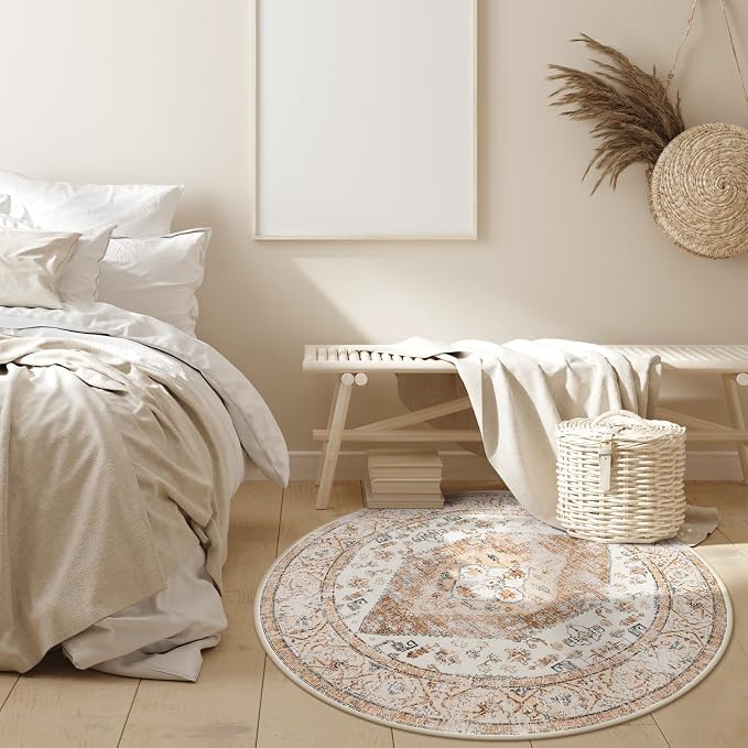 Lahome Boho Round Rug - 3Ft Washable Area Rug - Image 9