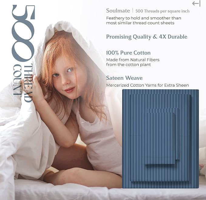 Mayfair Linen 100% Cotton Striped Sheets California King Size Bed Set - Image 6