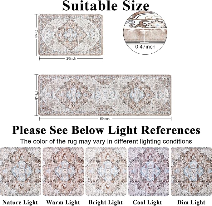 Ileading Anti Fatigue Kitchen Rugs Sets of 2 Cushioned Kitchen Mats - Image 3