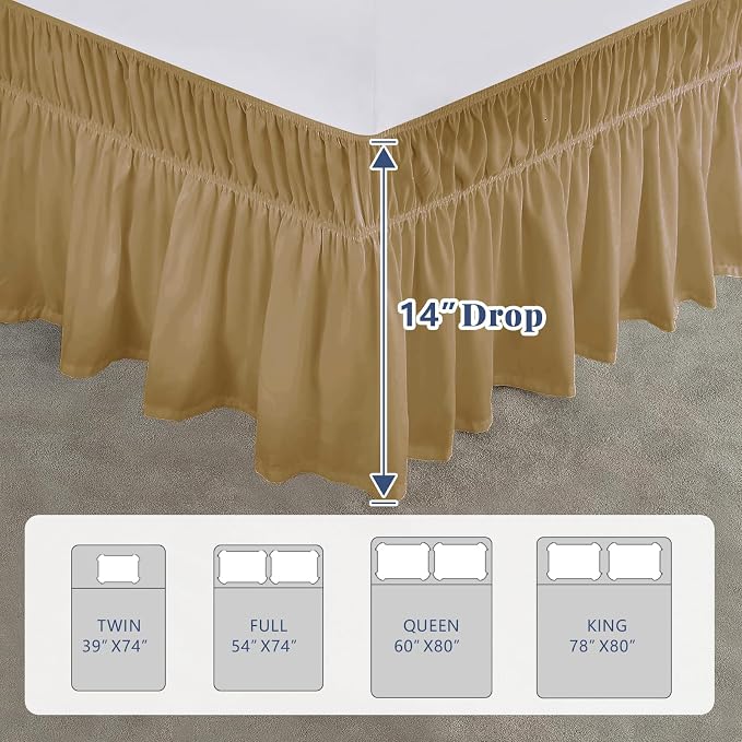 King Bed Skirt, Elastic Wrap Around Bed Skirt King Size, Bed Skirts - Image 2