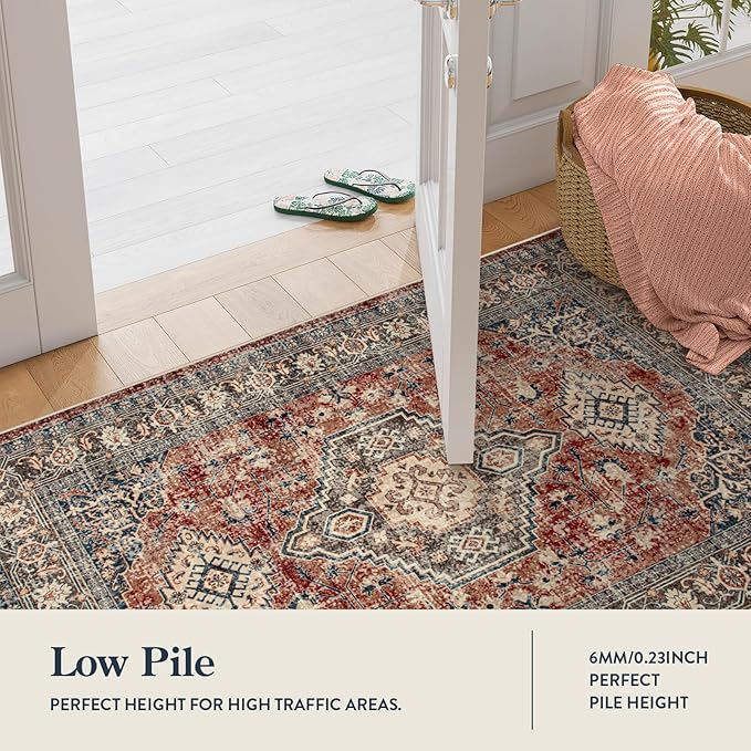 Lahome Oriental Washable Round Rugs, Non-Slip Round Rug 4ft Ultra-Thin - Image 2