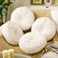 4 Pcs Round Throw Pillows 15 Inch Decorative Velvet Pleated Pumpkin Floor Boho by Beeveer