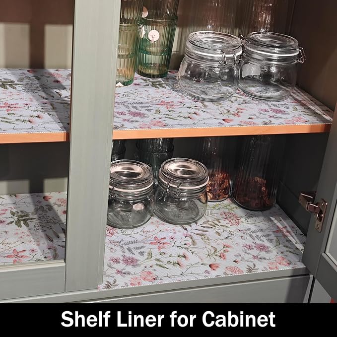 Floral Leaf Shelf Liners Strong Non-Slip and Non Adhesive 12IN x 20FT Shelf and - Image 8