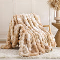 Smoofy Faux Fur Throw Blanket for Couch – Tie-dye Camel Fluffy Cozy Rabbit by SMOOFY