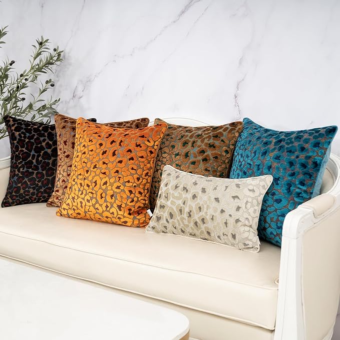 Alerfa Blue Floral Throw Pillow Cover 12 x 20 Inch Cut Velvet Rectange Luxury - Image 7