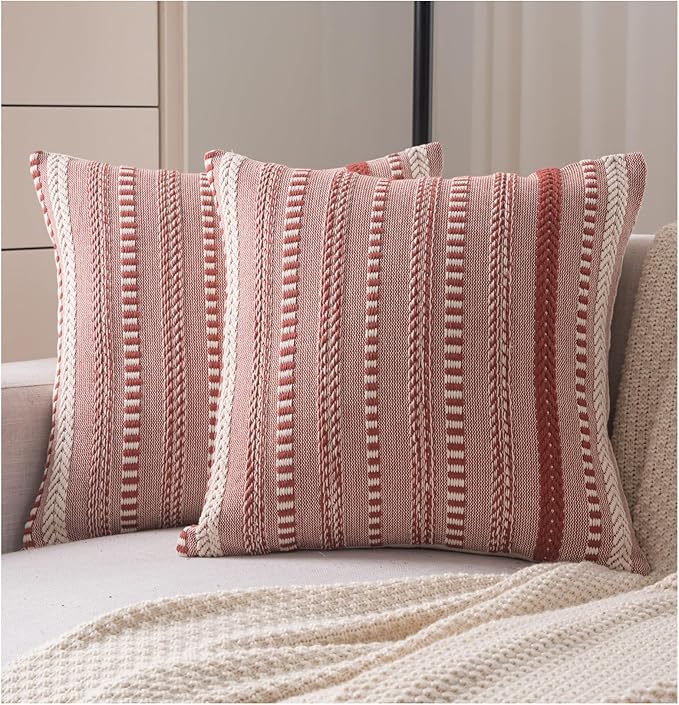Boho Fall Throw Pillow Covers 18x18 Inch Set of 2, Farmhouse Decorative Couch by Cethom