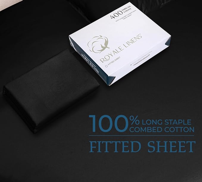 Royale Linens 400 Thread Count 100% American Grown Cotton Fitted Sheet Queen - Image 9