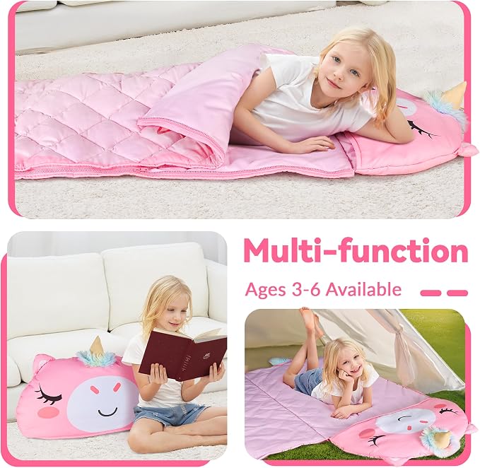 iPlay, iLearn Kid Sleeping Bag, Unicorn Slumber Sack, Toddler Girl Nap Mat - Image 5