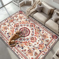 6x9 Traditional Oriental Area Rug Boho Orange White Rug Non Slip Low Pile Large by Unknown