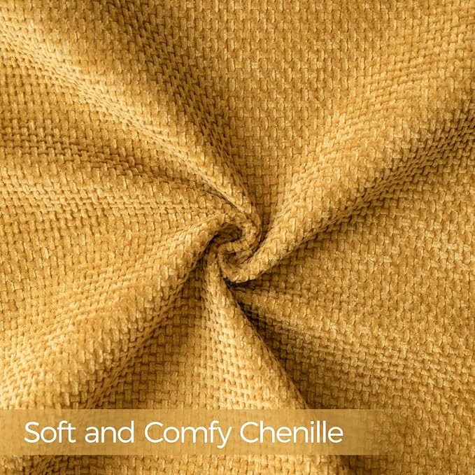 a moment Fall Mustard Yellow Chenille Throw Pillow Covers 22x22 Inch Pack of 2 - Image 4