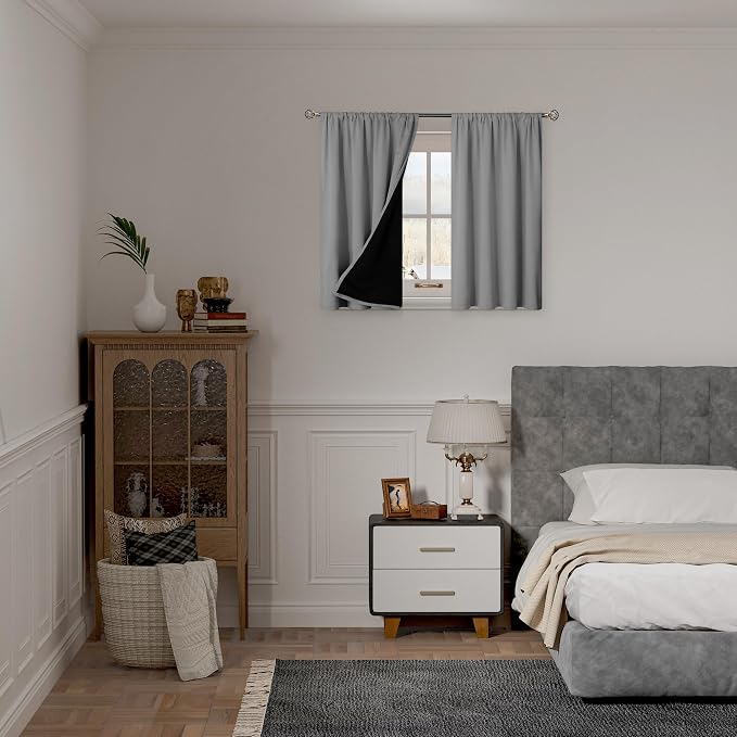 BGment 100% Blackout Curtains for Bedroom 45 Inch Length 2 Panels, Thermal - Image 2