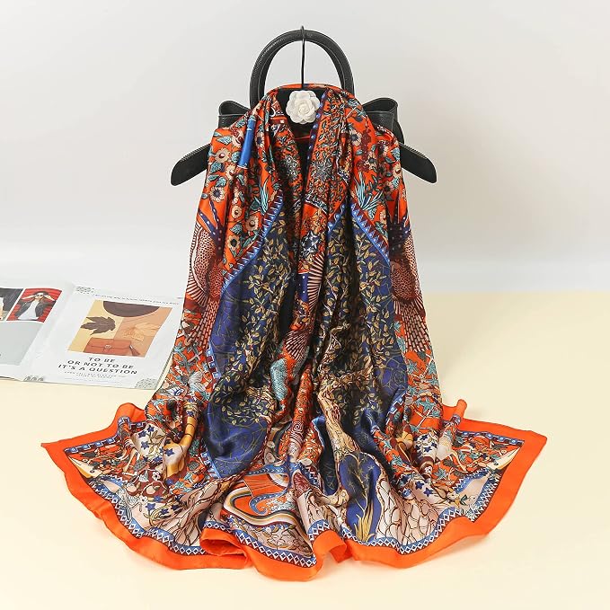 Fashion Scarves Scarf 100% Silk Feeling Scarf Silk Like Scarves Long - Image 3