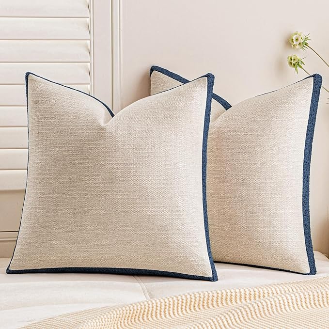 a moment Loop Yarn Linen-Like Pillow Cover Natural Soft Decorative Throw Pillow by amoment
