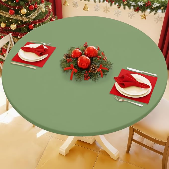 Round Spandex Tablecloth, Elastic Fitted Waterproof Tablecloths by Moosfor