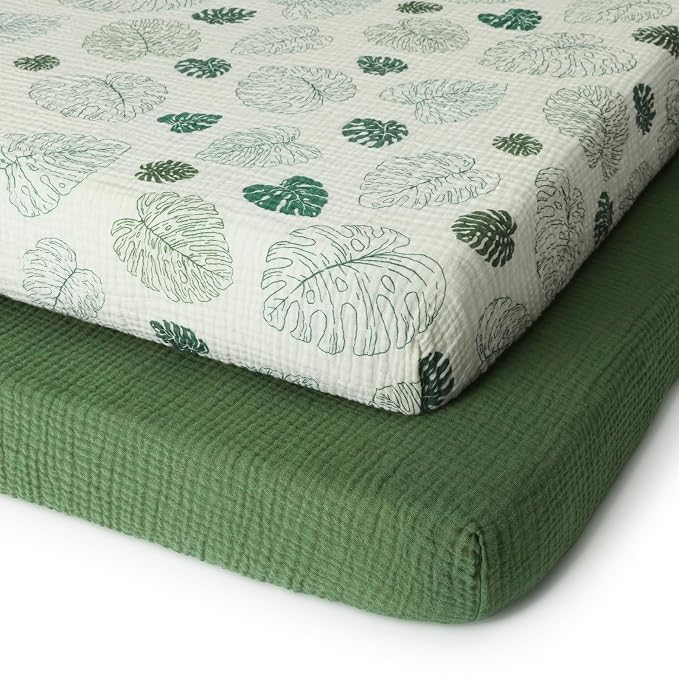 Blissful Diary Muslin Mini Crib Sheets, Pack and Play Mattress Sheets Fitted by ForEveryBabysBetterLife