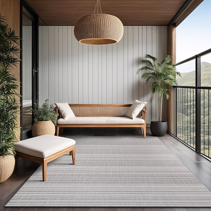 Stripe Outdoor Rug 8x10 Washable Outside Carpet - Image 8