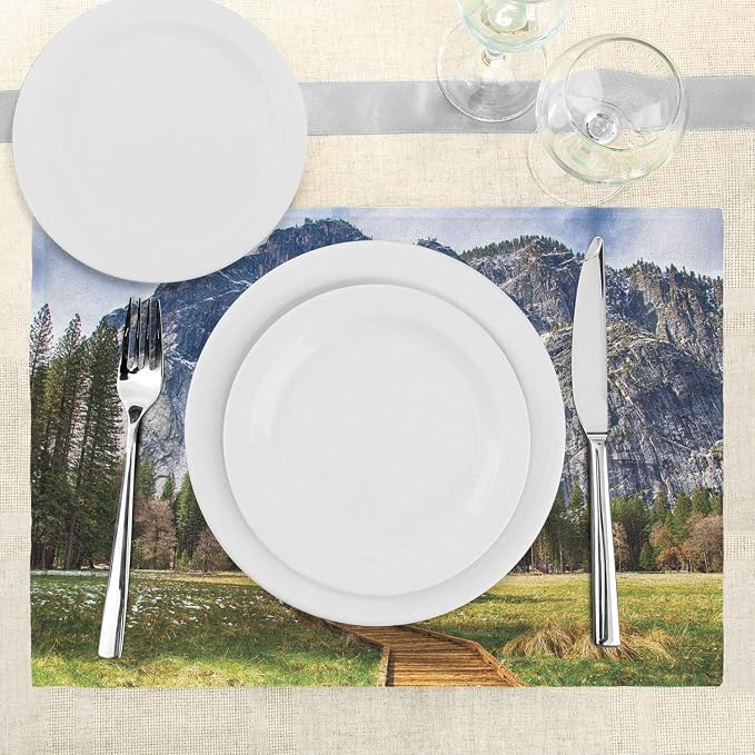 Ambesonne Yosemite Place Mats Set of 4, North Dome as Seen from The Valley - Image 3