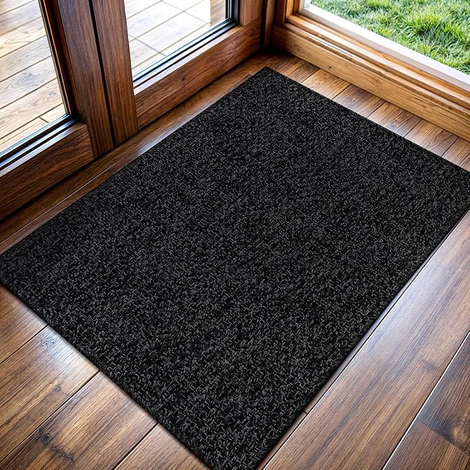 Easy Jute Door Mat 2x3 Indoor Outdoor Natural Rugs Solid Fiber Rug Woven Area - Image 2