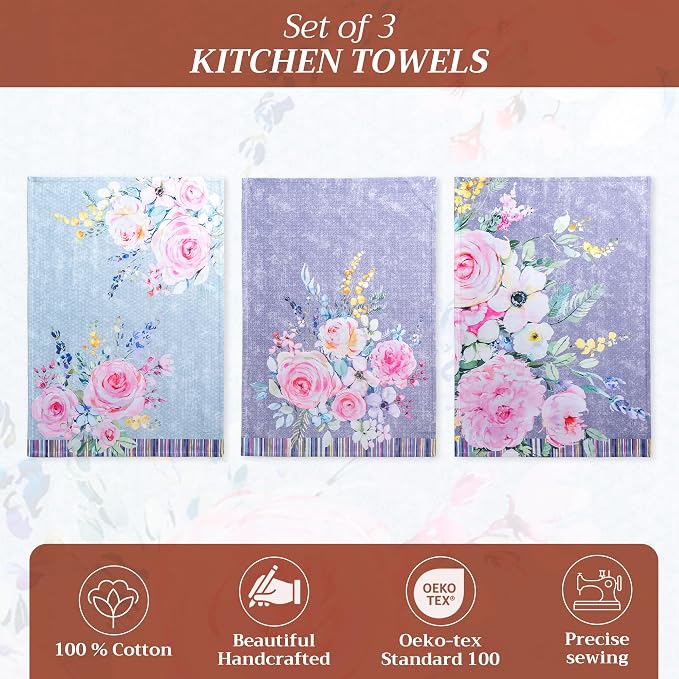 Maison d' Hermine Kitchen Towels Set of 3 100% Cotton 27.50" x 20" Reusable - Image 2