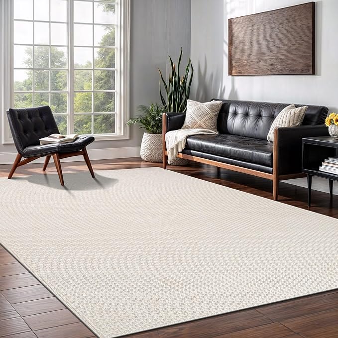 Easy Jute Rug 5x7 Indoor Outdoor Natural Rugs Solid Fiber Rug Woven Area Rug by LenaRug